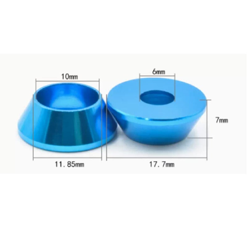 Alextend 20pcs M6 Cone Cup Washers Anodized Aluminum Alloy Screw Gasket Countersunk Washers (Blue) - Image 2